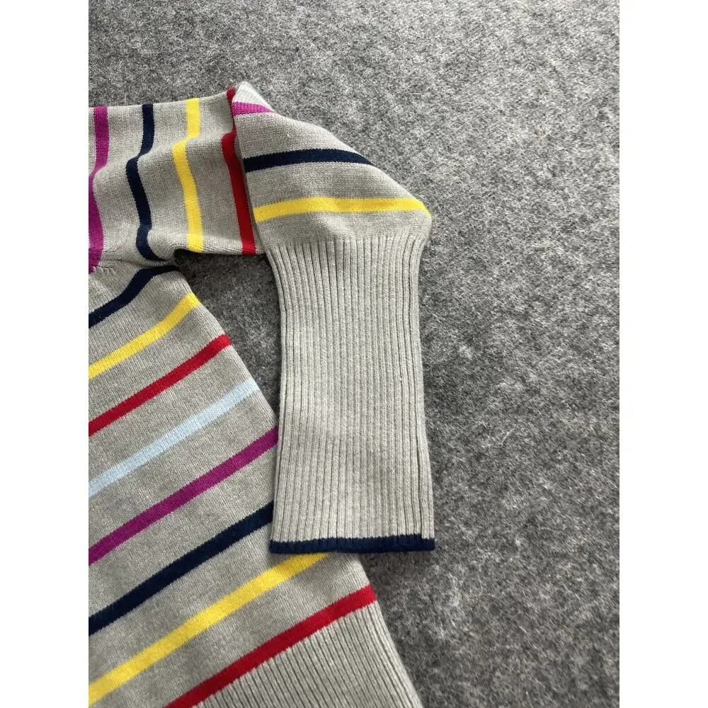 La Ligne Target Sweater Women 1X Gray Striped Cashmere Blend Pulover Crop N275